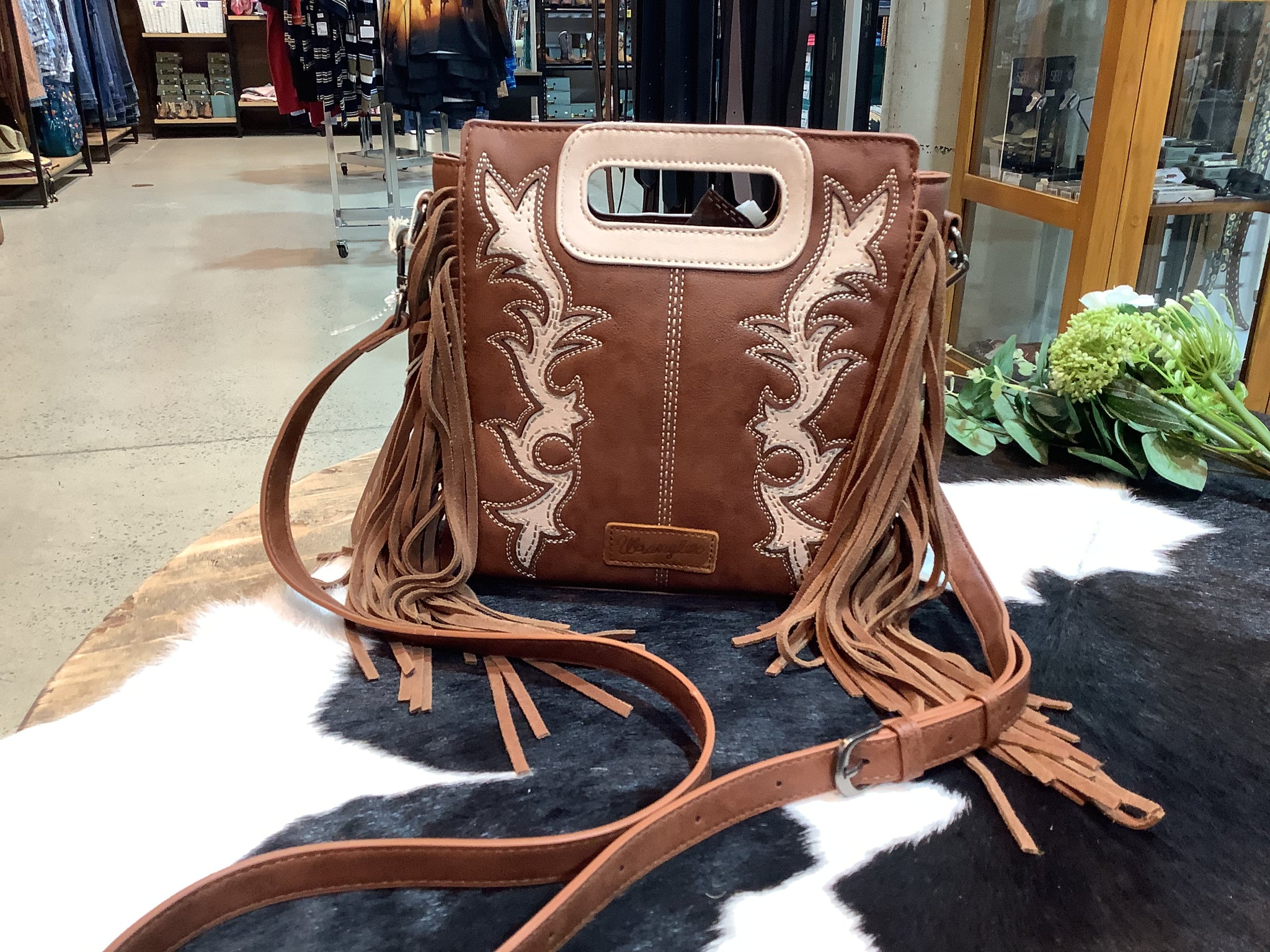 X5S2941BAG Wrangler Southwestern Dallas Fringe Bag Coffee