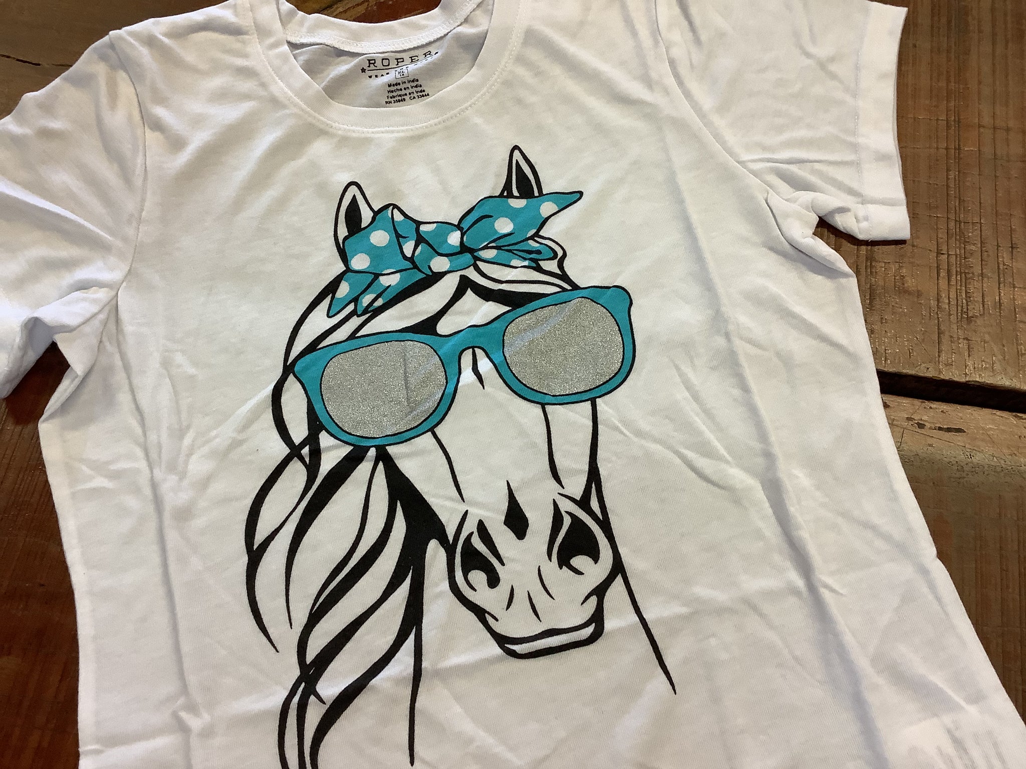 03-009-0514-2049 Roper Girls Five Star Collection SS Tee Solid White