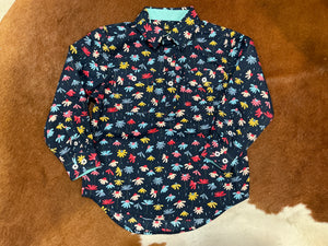 H5S7101157 Hard Slog Kids Tori 1/2 Placket L/S Shirt Navy