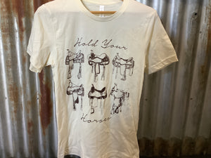 MP7261 Hold Your Horses Saddle Graphic Tee Natural