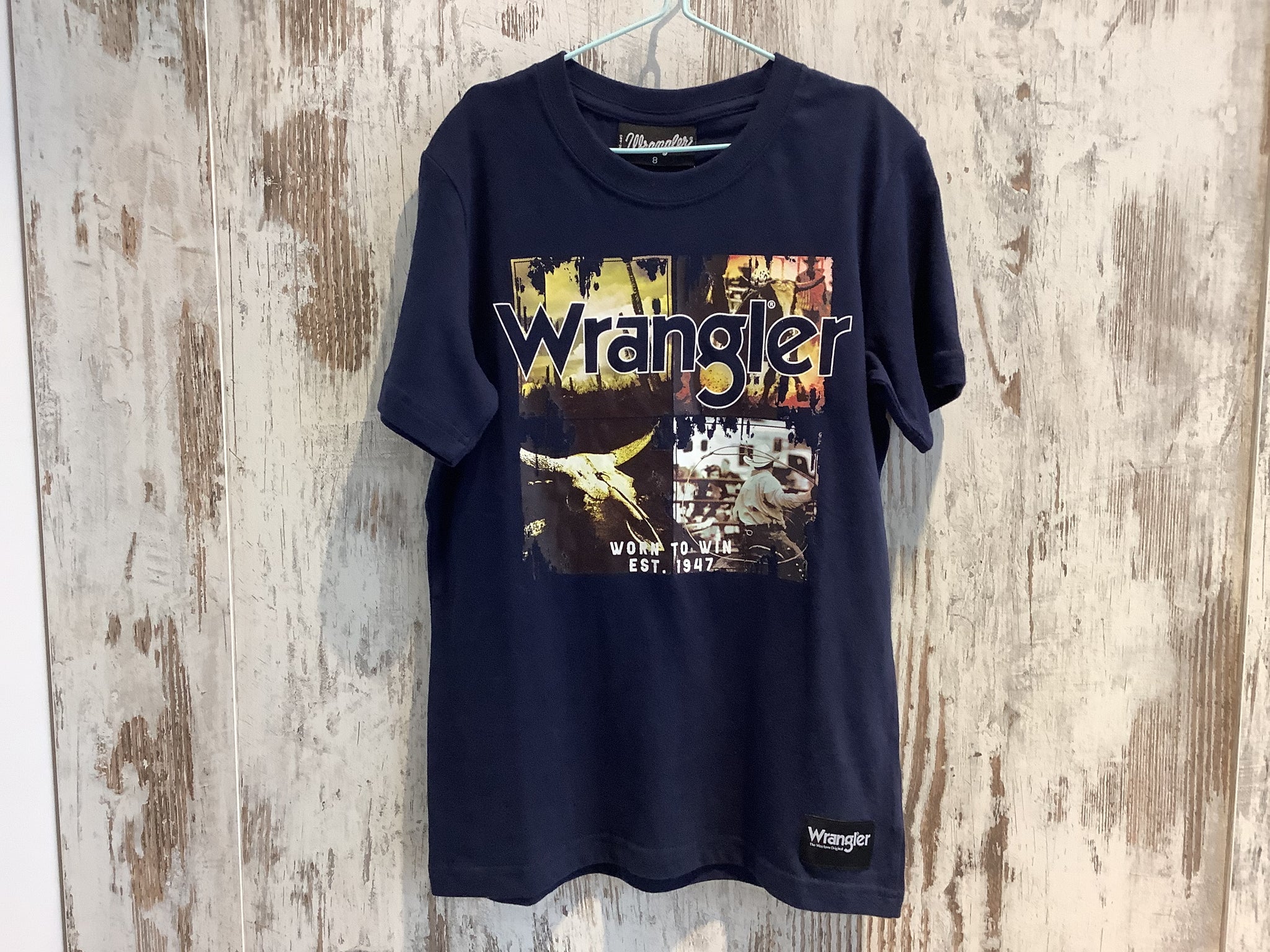 X5S3557384 Wrangler Boys Luis S/S Tee Navy