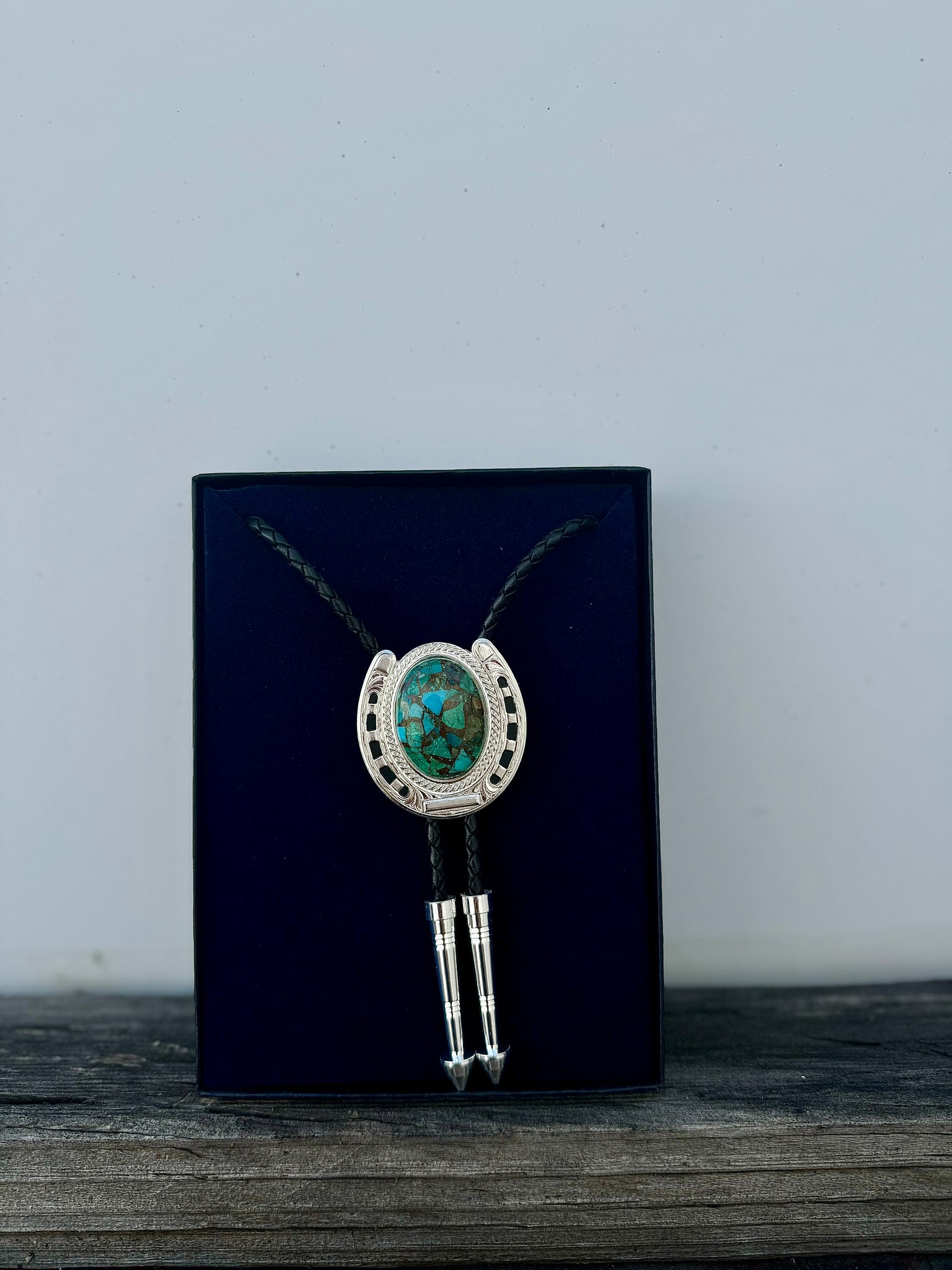 BT15150 Montana Silversmith The Pioneer's Turquoise Bolo Tie