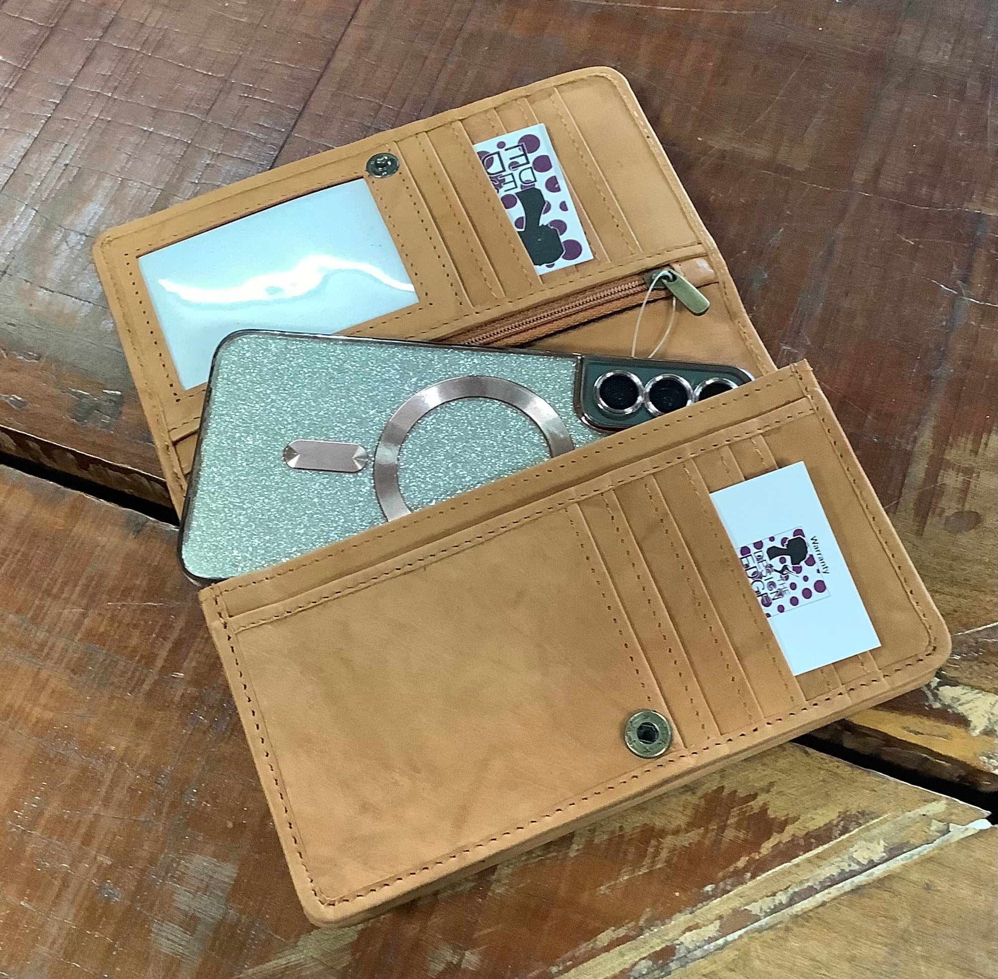 The Design Edge Buffalo Em Slim Cowhide Wallet Jersey Hairon & Tan Leather