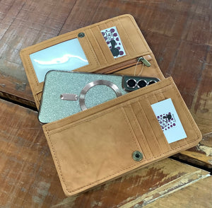 The Design Edge Buffalo Em Slim Cowhide Wallet Jersey Hairon & Tan Leather