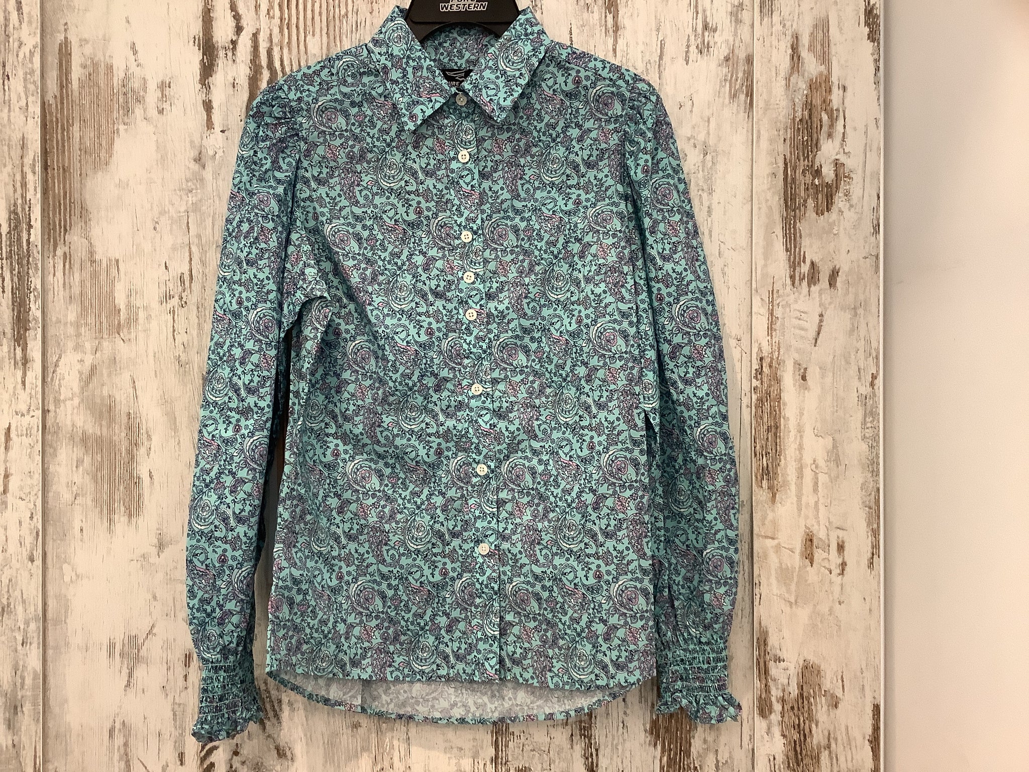 P5S2140124 Pure Western Ladies Riley L/S Shirt Turquoise