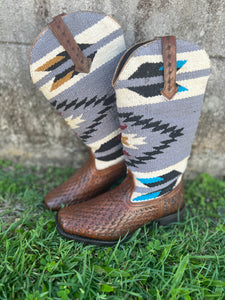 09-021-0914-3284 Roper Ladies Becca Boots Brown Suede/Woven Serape