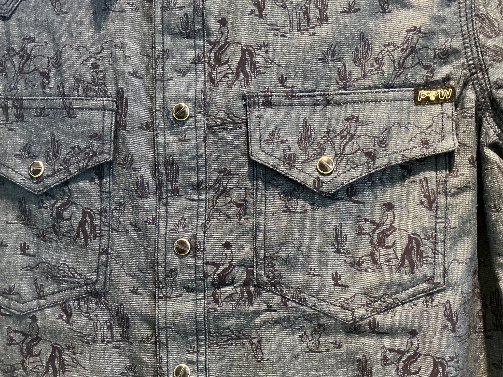 P5S1102074 Pure Western Mens Travis S/S Shirt Chambray