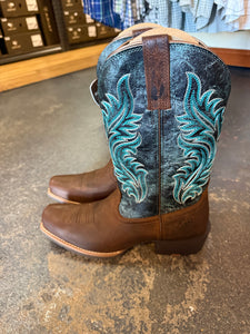 10064077 Ariat Ladies Round Up Narrow Cutter Toe Sassy Brown/Ocean Wave