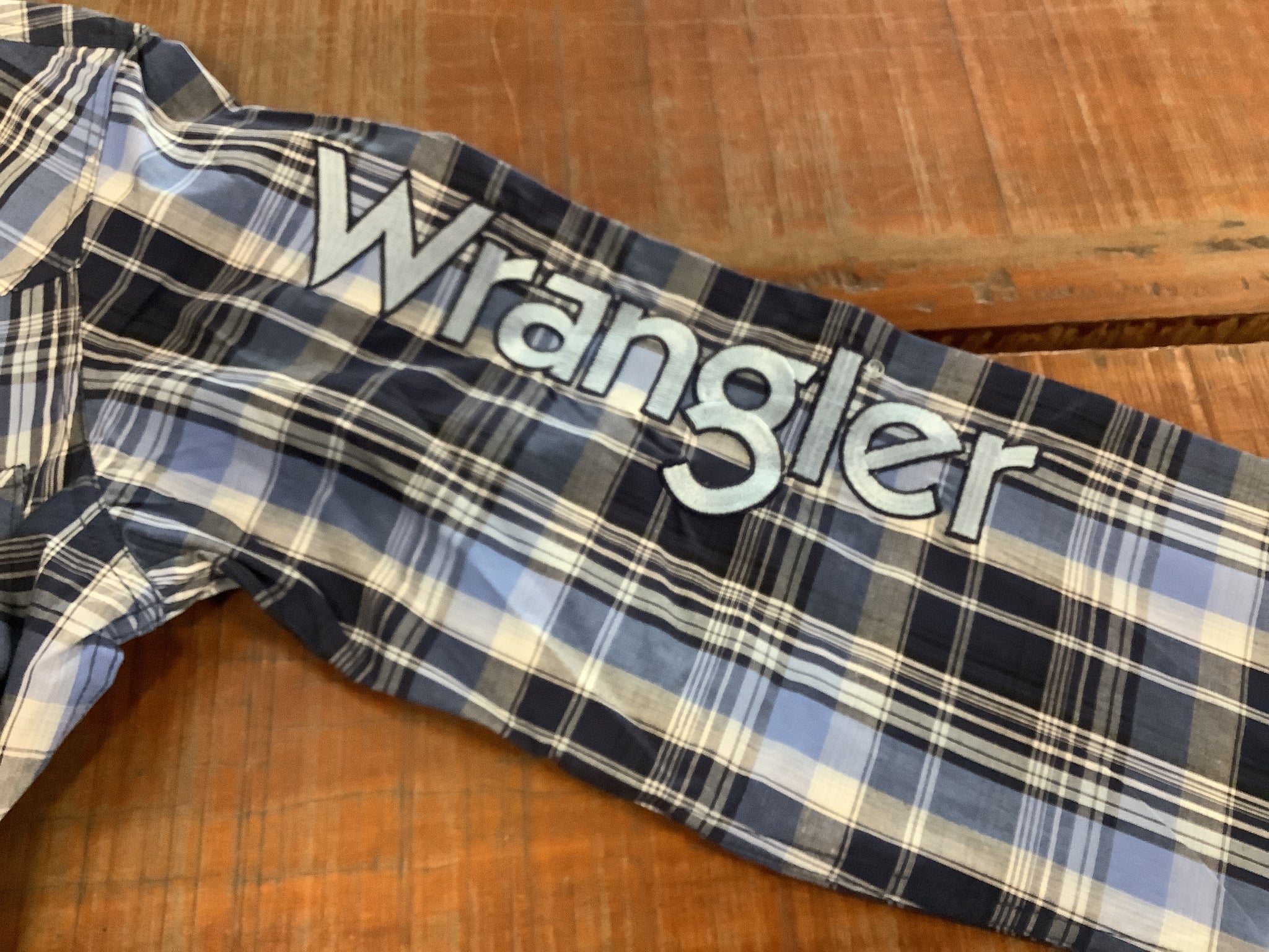 X5S1111362 Wrangler Mens Billy Logo L/S Shirt Navy/Lt BLue