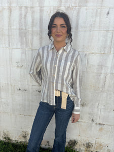 10054995 Ariat Ladies Rudford L/S Shirt Khaki Stripe