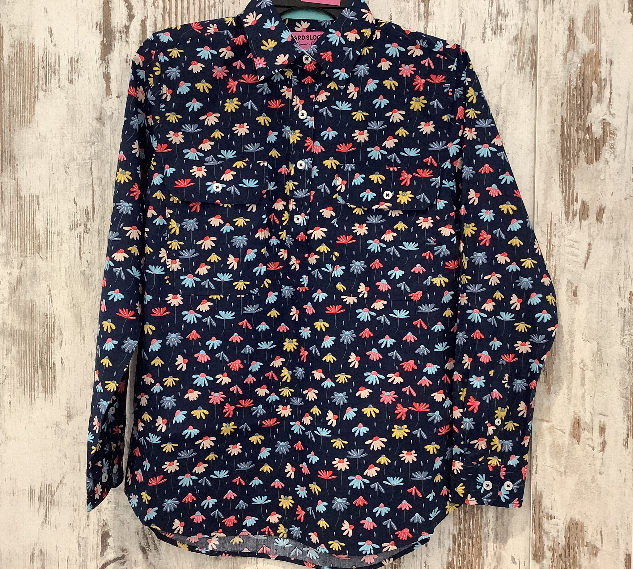 H5S2101157 Hard Slog Ladies Tori 1/2 Placket L/S Shirt Navy