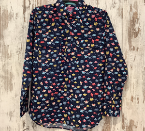 H5S2101157 Hard Slog Ladies Tori 1/2 Placket L/S Shirt Navy