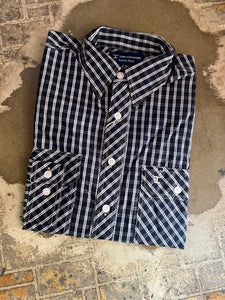 Just Country Mens Austin Full Button Check Workshirt Navy/White