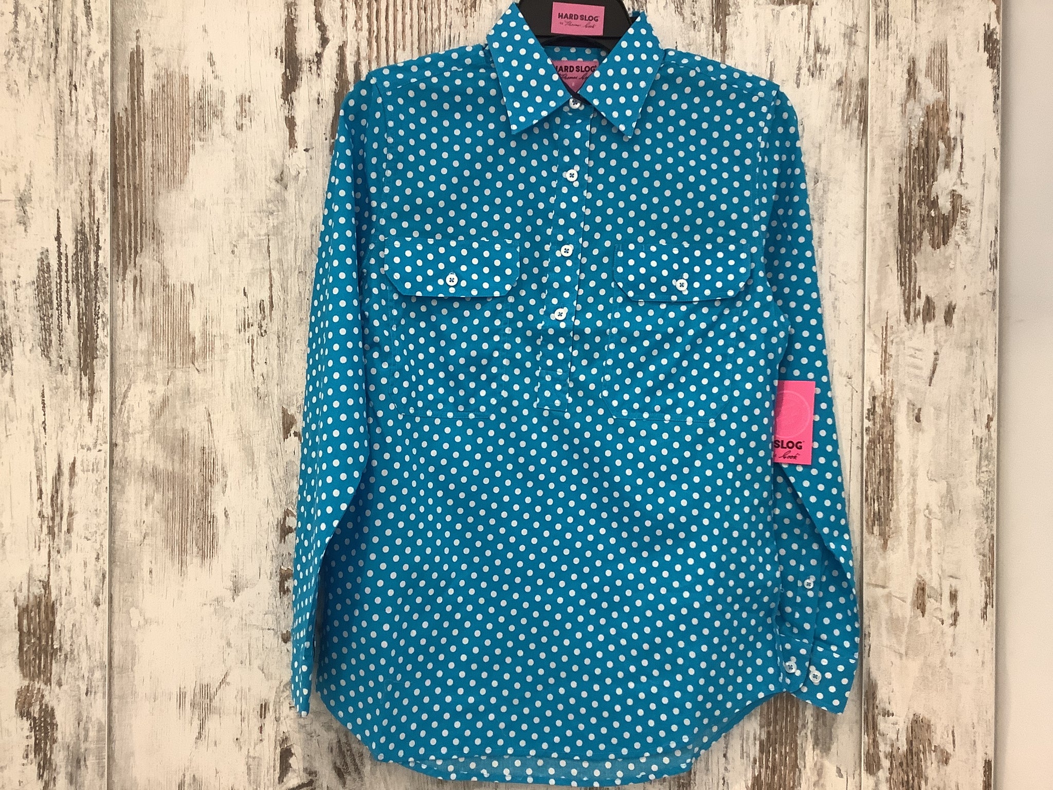 H5S2101158 Hard Slog Ladies Sia 1/2 Placket L/S Shirt Blue