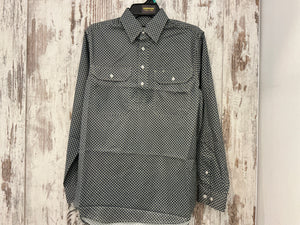 H5S1126184 Hard Slog Mens Tomson 1/2 placket L/S Shirt Navy/Tan