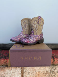 09-017-1225-3361 Roper Toddler Southwest Glitter Boots Purple/Tan