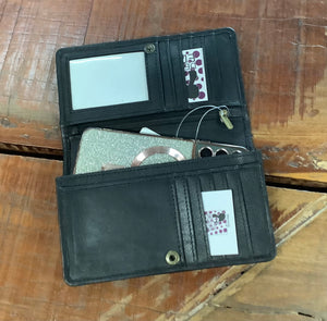 The Design Edge Buffalo Em Slim Cowhide Wallet Jersey Hairon & Black Leather