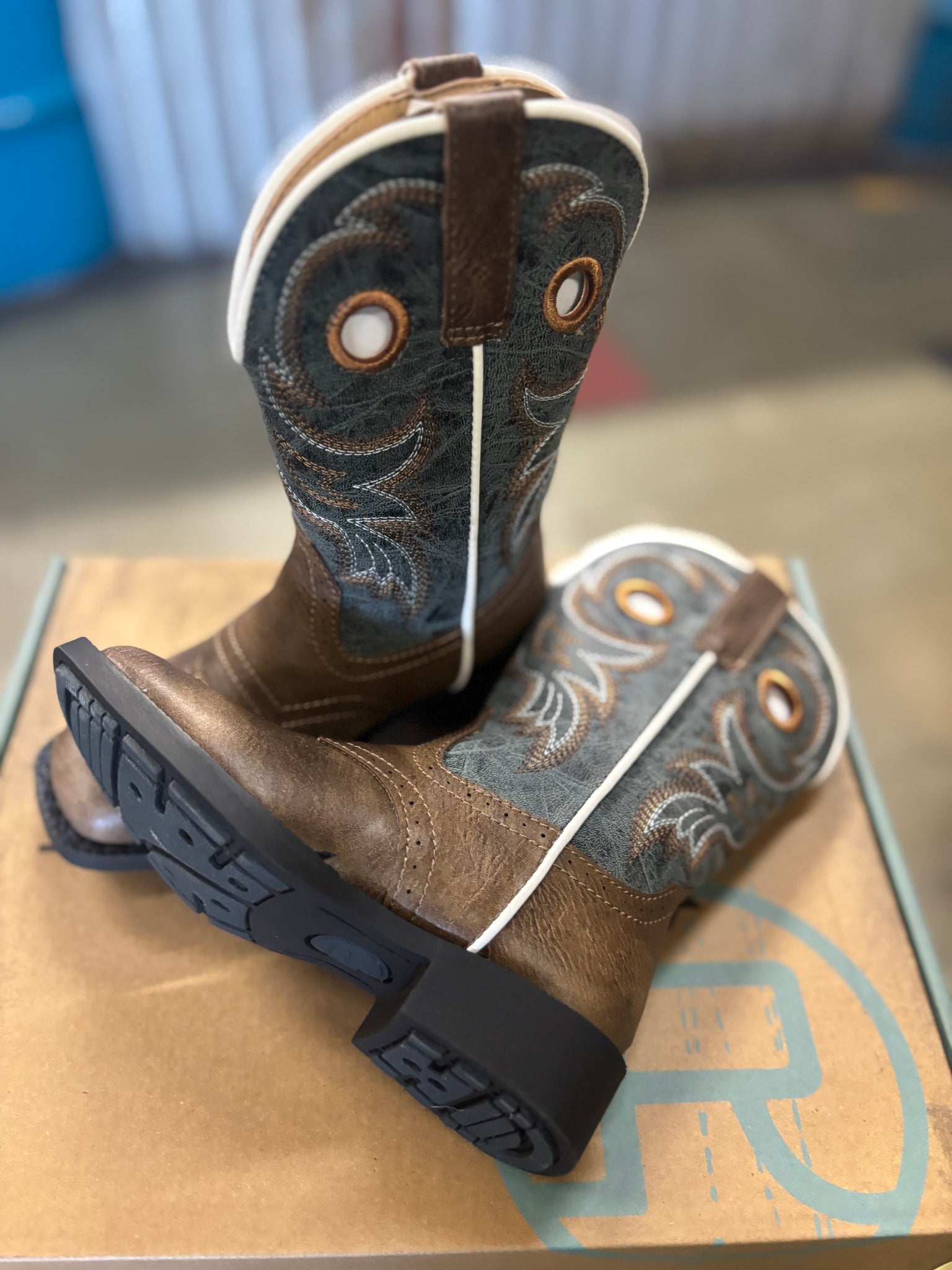 09-018-1224-2201 Roper Kids Boots Daniel Brown/Blue