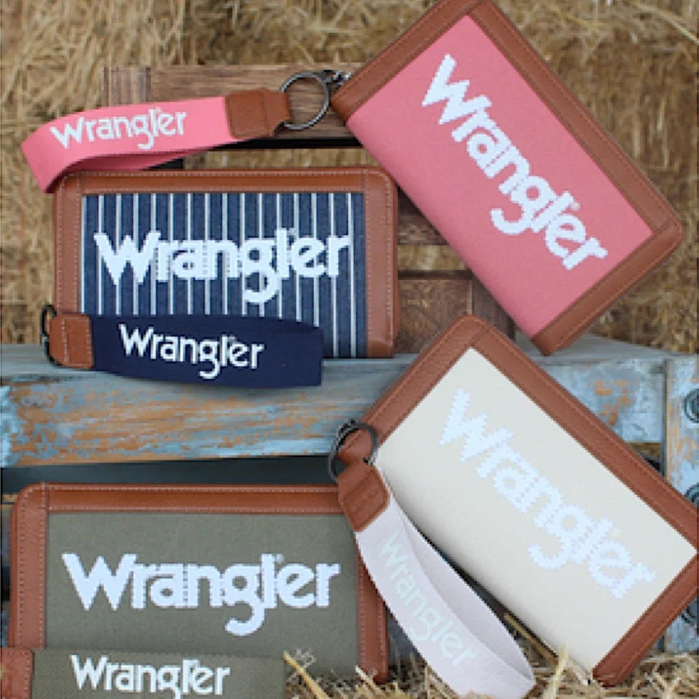 Wrangler USA Southwestern Wallet Canvas Iconic Logo Navy/White