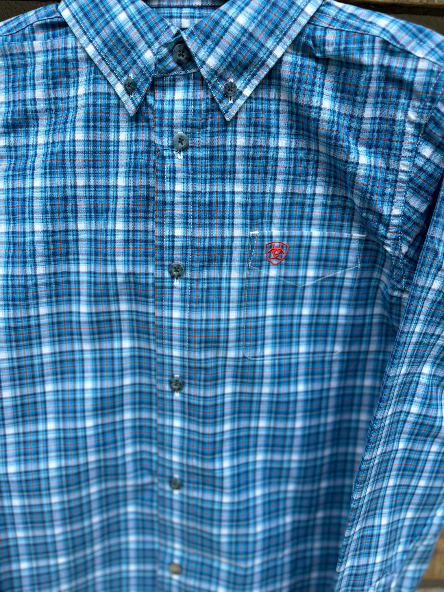 10043712 Ariat Boys Pro Series Letyon Classic L/S Shirt - Light Blue