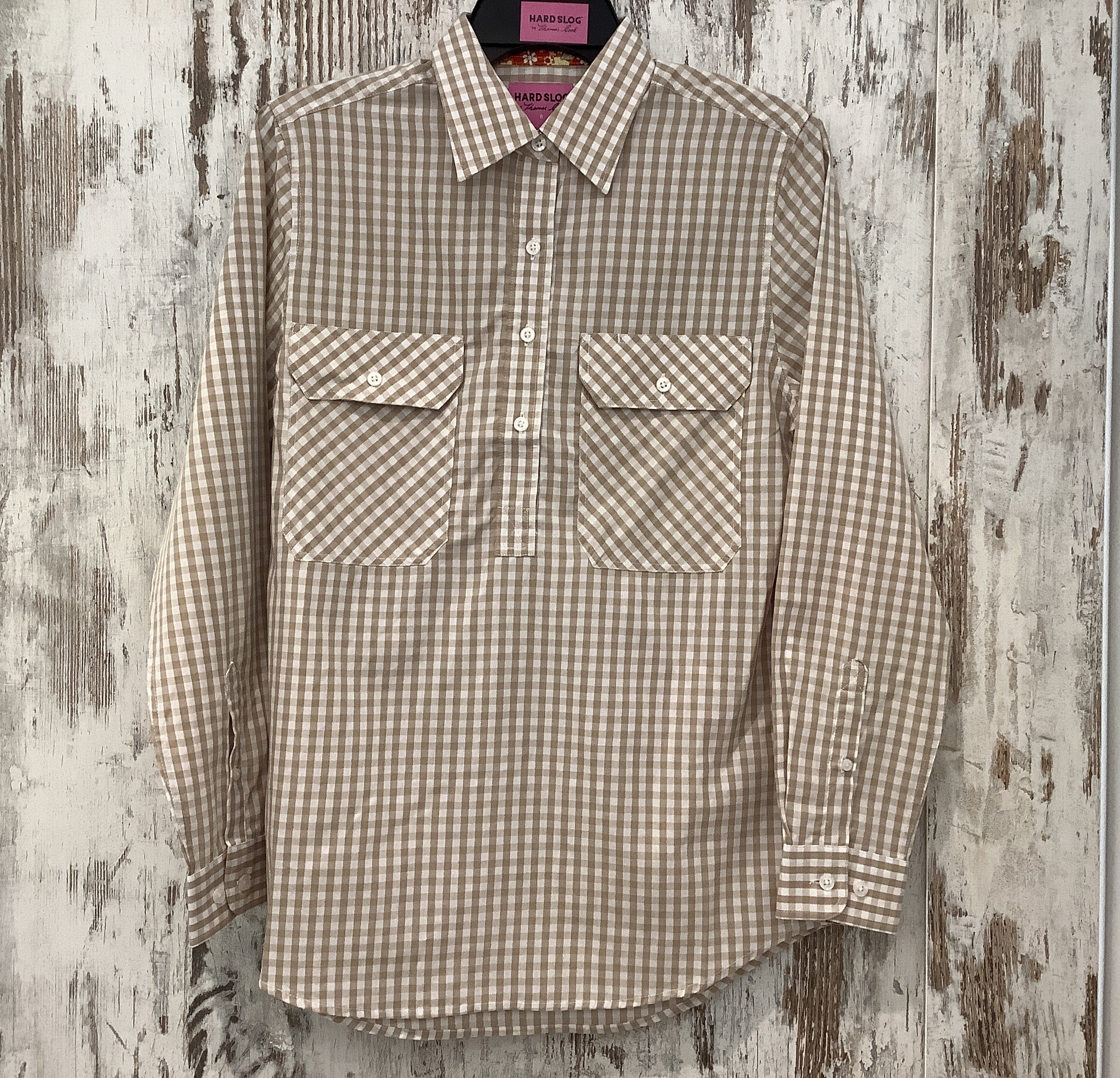 H5S2101120 Hard Slog Ladies Sara 1/2 Placket L/S Shirt Natural