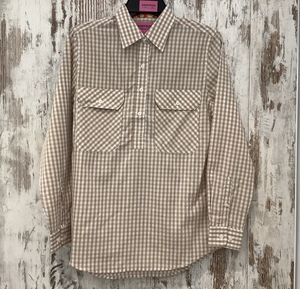 H5S2101120 Hard Slog Ladies Sara 1/2 Placket L/S Shirt Natural