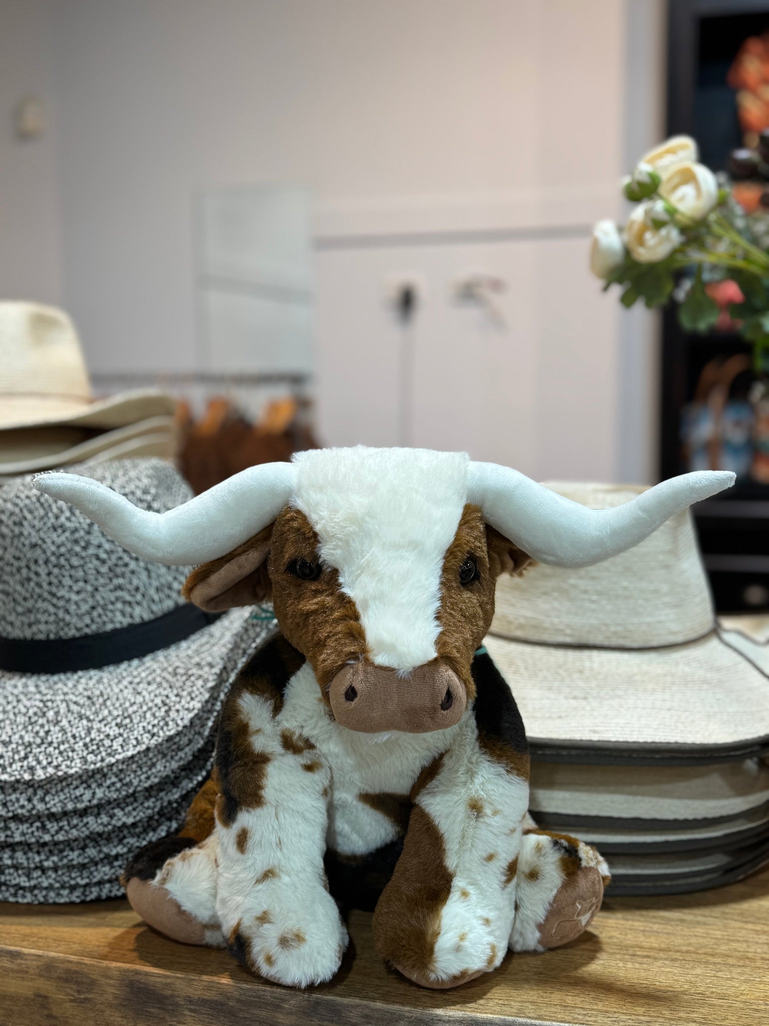 MRLH0007-30cm Texas Longhorn Highland Cream Large Brown Soft Toy - 30cm