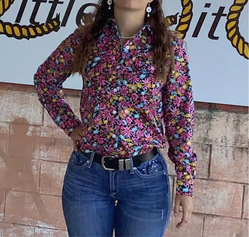WWLS2450 Just Country Womens Abbey Full Button Print Workshirt
