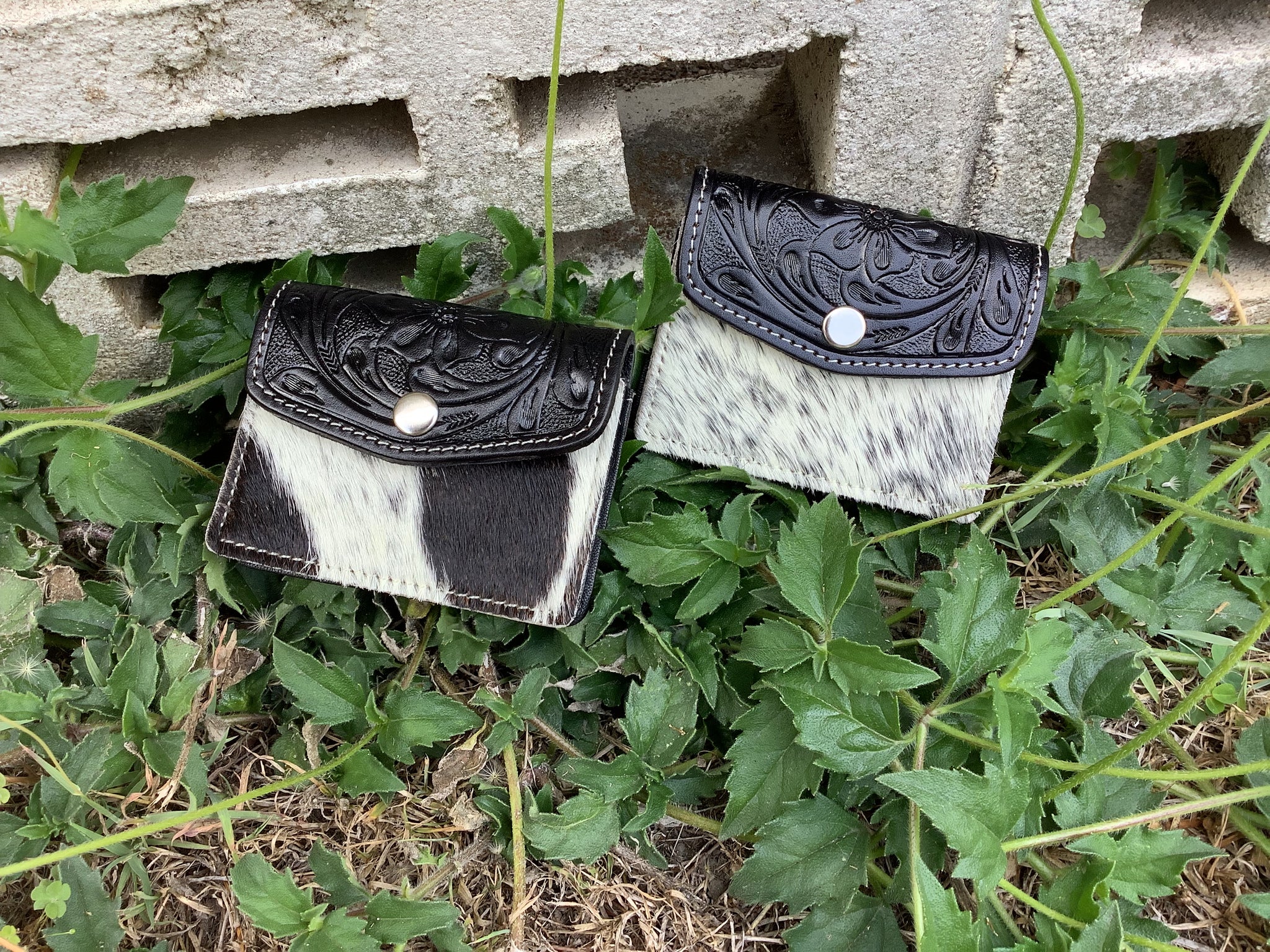 Leather and cowhide purse cheap