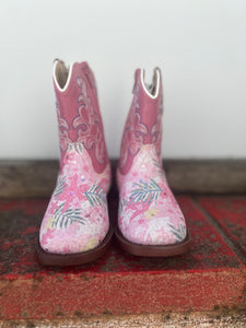 09-017-1901-2929 Roper Toddler Boots Glitter Floral Pink