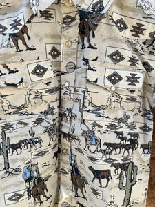 03-030-0482-0614 Roper Boys Vintage Collection L/S Shirt Print Brown