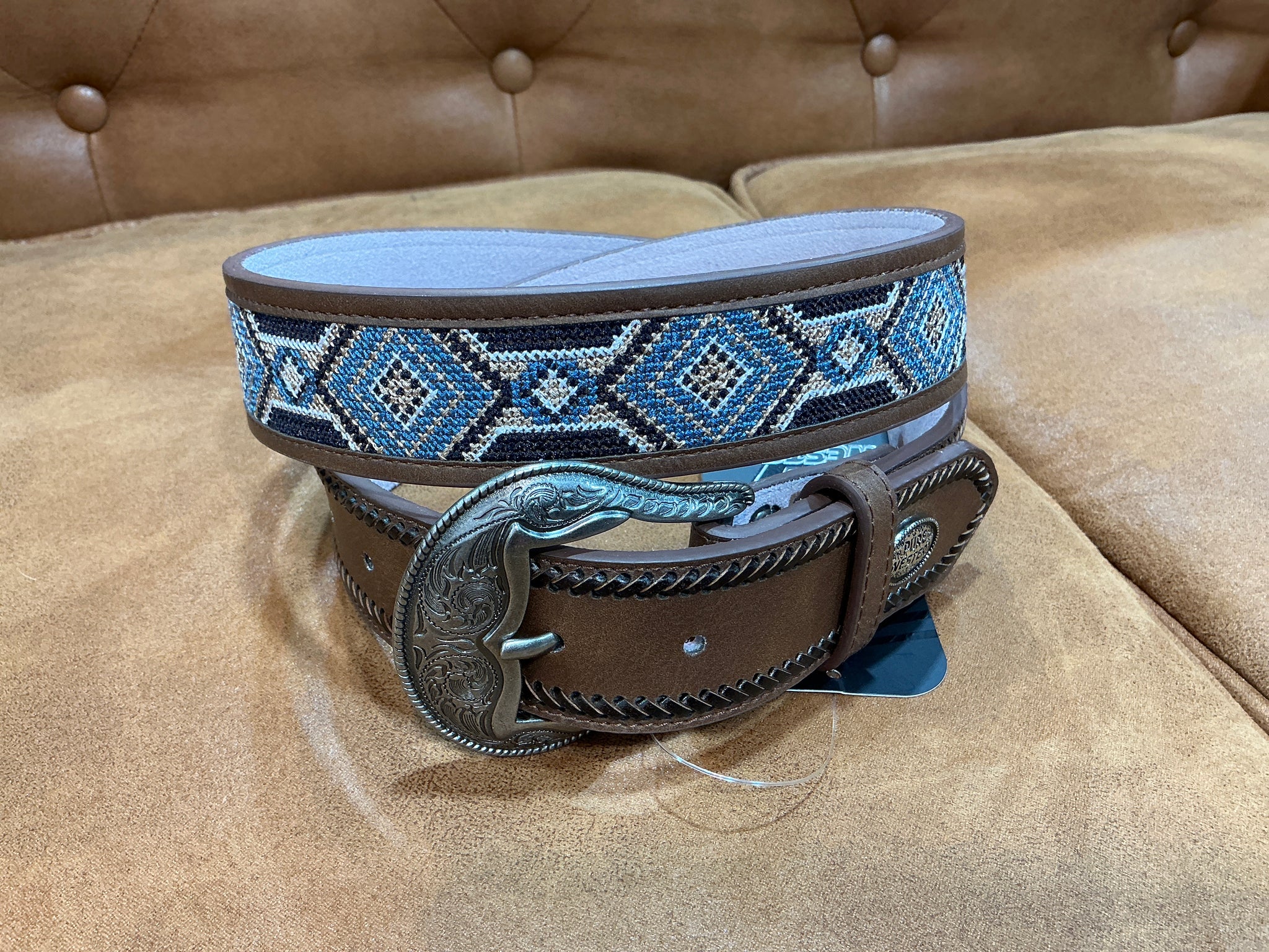 P5S1956BLT Pure Western Mens Warren Belt Tan/Multi