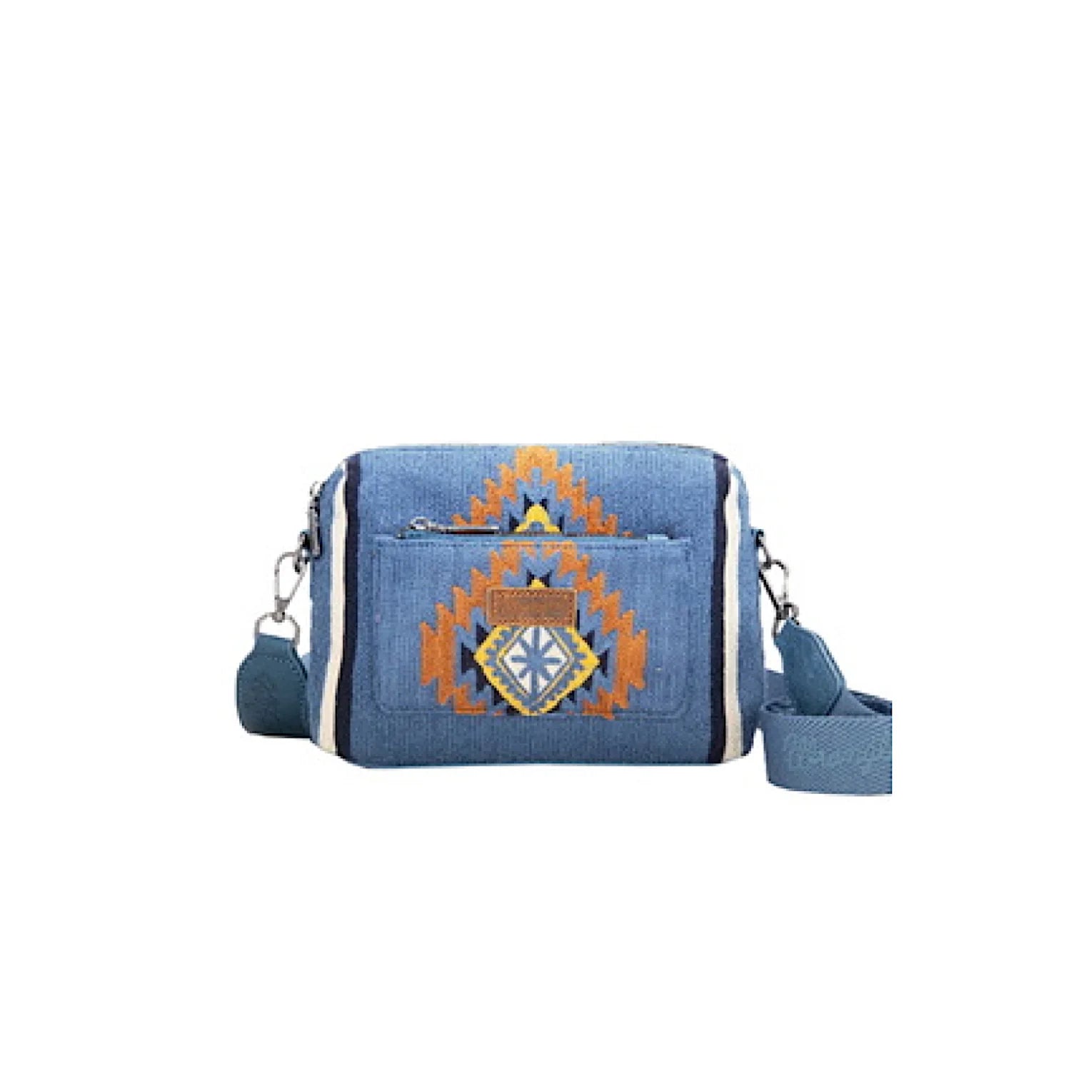 Wrangler USA Southwestern Maya Aztec Crossbody Bag Blue