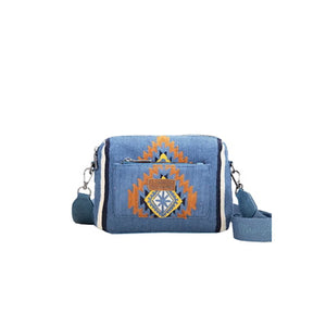 Wrangler USA Southwestern Maya Aztec Crossbody Bag Blue