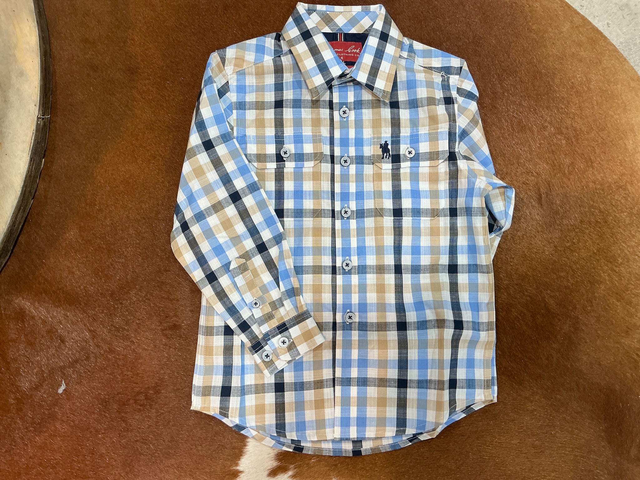 T5S3140051 Thomas Cook Boys Jesse 2 Pocket L/S Shirt Navy/Tan