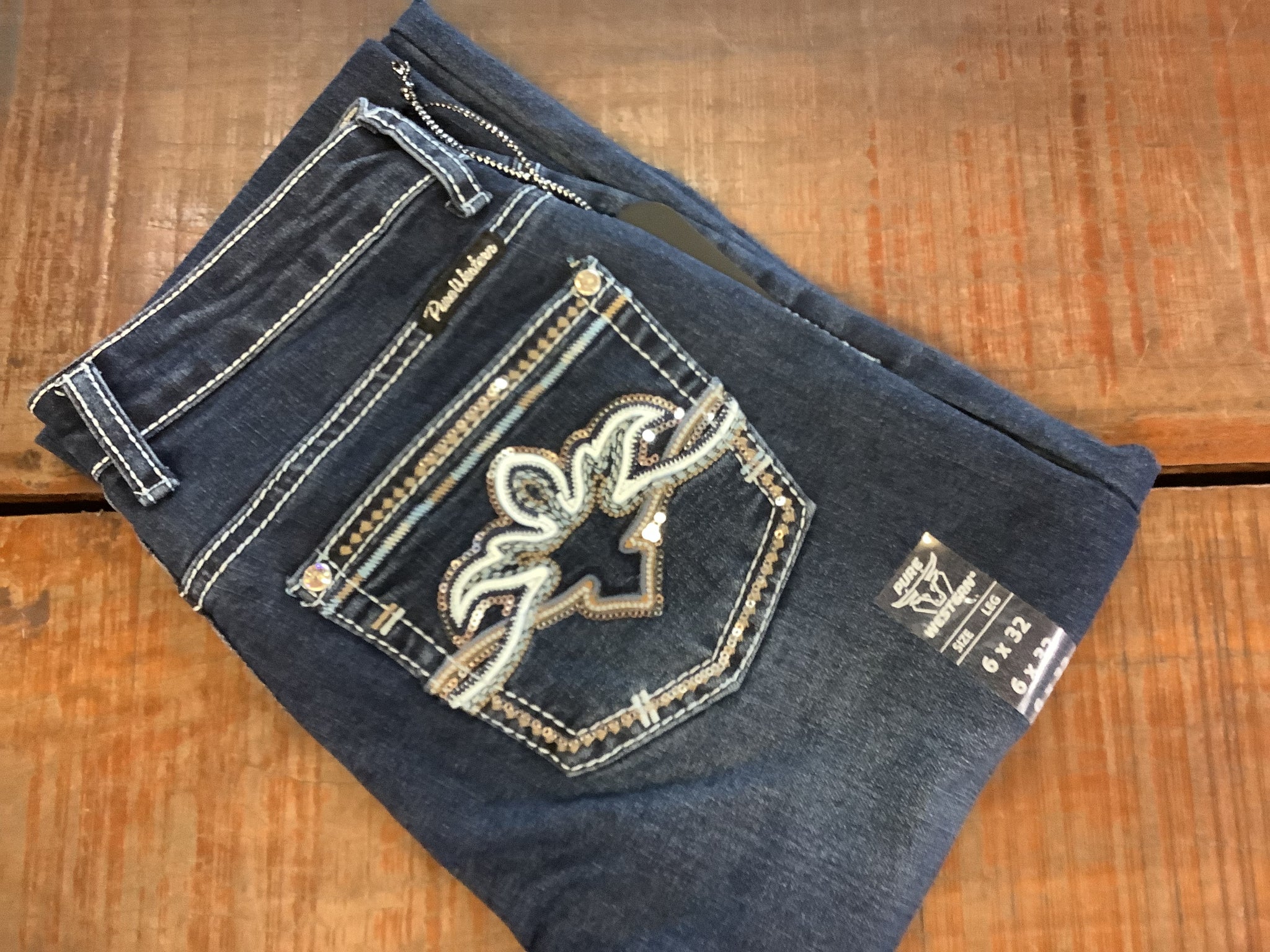 PCP2212850 Pure Western Women's Mia Straight Leg Jean 32" leg Evening Sky