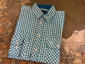 Just Country Mens Austin Full Button Print Workshirt Blue Jewel Check
