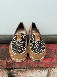 10050956 Ariat Ladies Cruiser Dark Tan Suede/Cream Cheetah Hair On