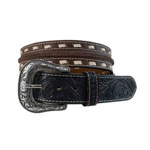 8661500 Roper Mens Belt 1.5" Genuine Leather Buff Milled Belt Brown