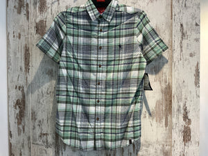 T5S1121027 Thomas Cook Mens Gerry Linen S/S Shirt Navy/Green