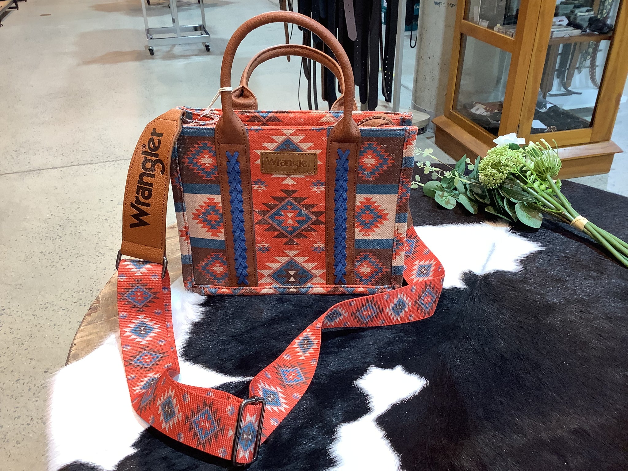 X5S2910BAG Wrangler Southwestern Macy Aztec Crossbody Bag Coral