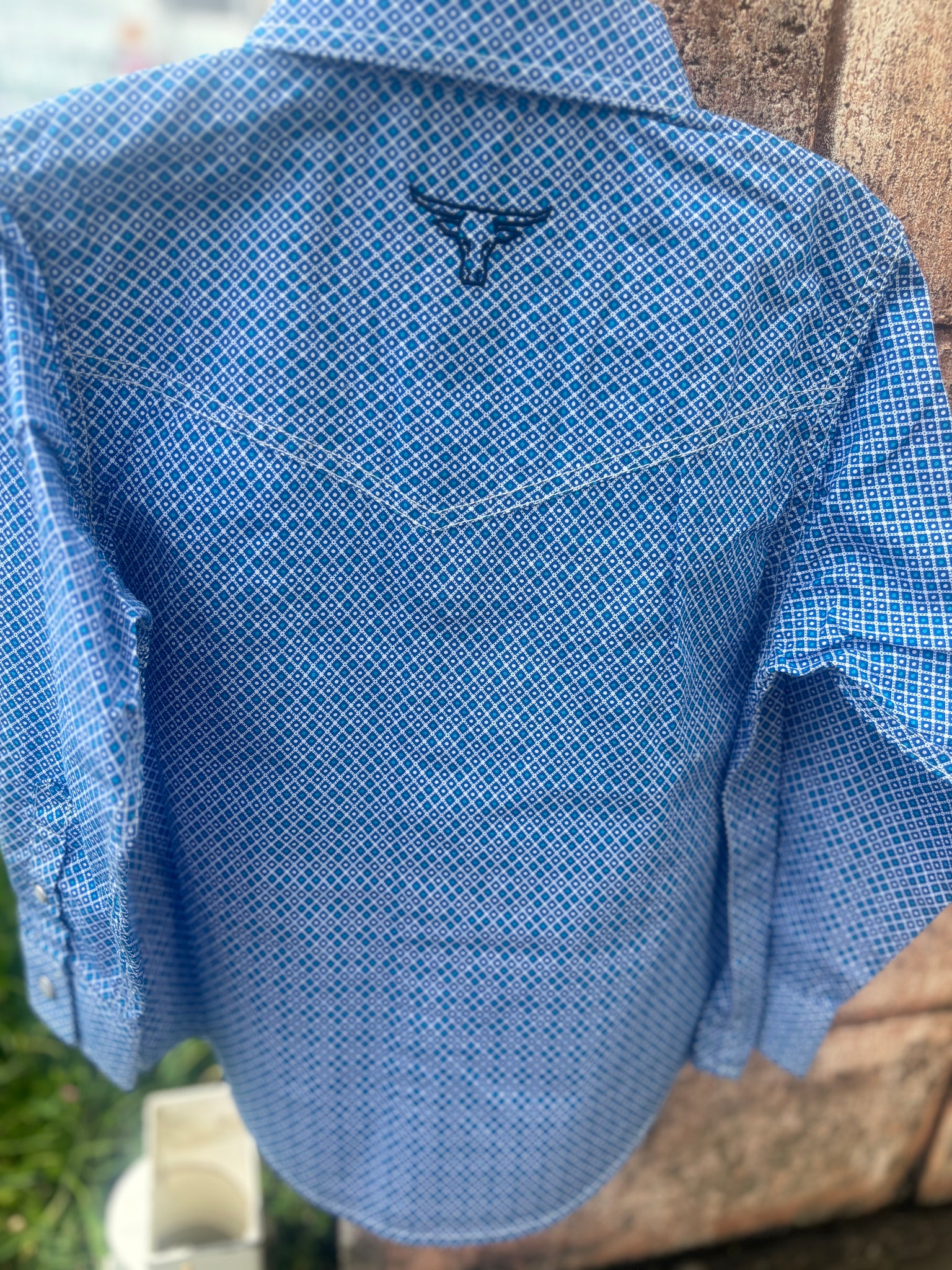 P4W3100825 Pure Western Boys Hewitt L/S Shirt Blue/Teal