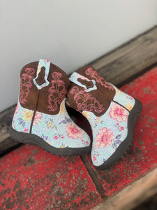09-016-1901-3435 Roper Infant Cowbaby Glitter Floral Boots Blue Glitter Floral/Brown