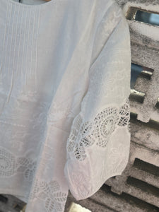 Corfu Embroidered Linen Cotton Shirt White