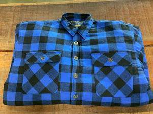 Bisley Mens Flannelette L/S Quilted Jacket Royal Blue Check