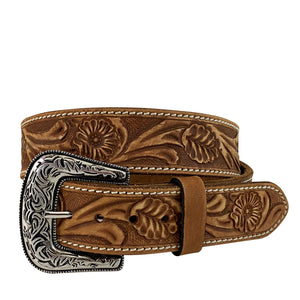 9543500 Roper Mens 1.1/2" Genuine Hand Tooled Leather Belt Brown