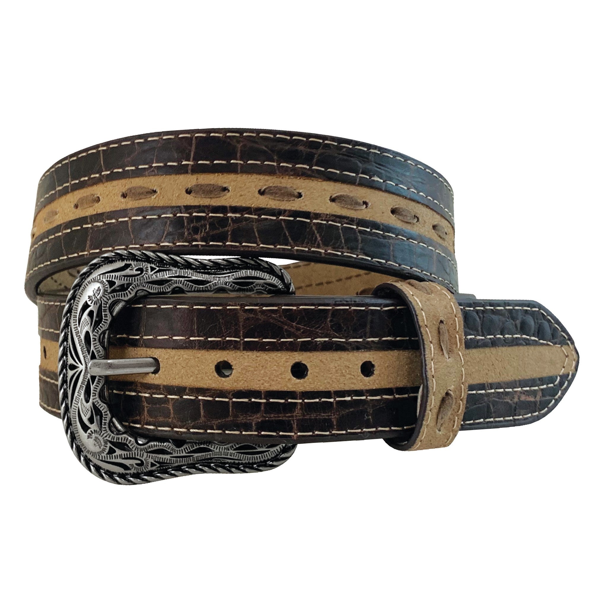 9564500 Roper Mens 1.5" Roughout Leather Belt Brown