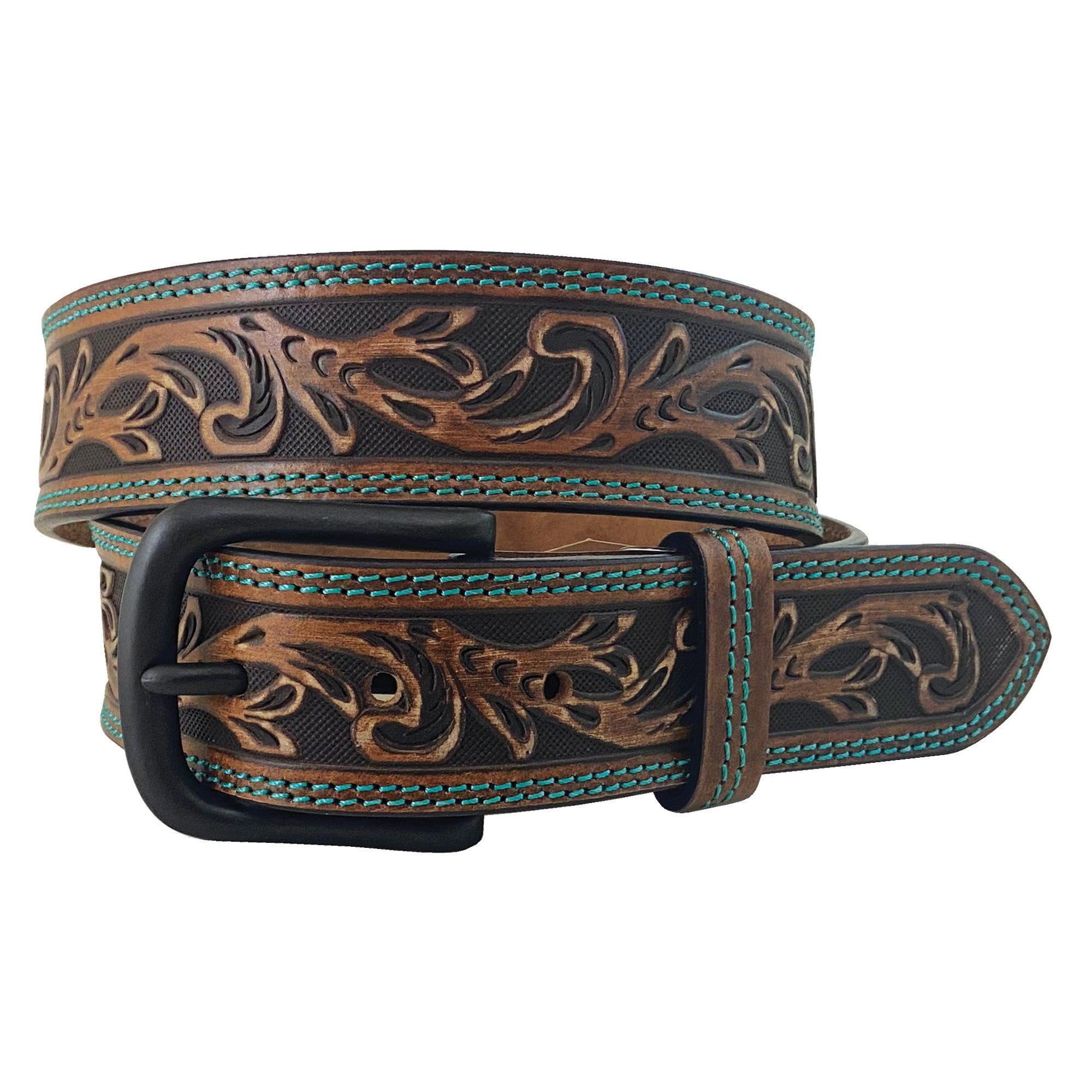 9655300 Roper Ladies 1.5" Bridle Buffalo Leather Belt Brown