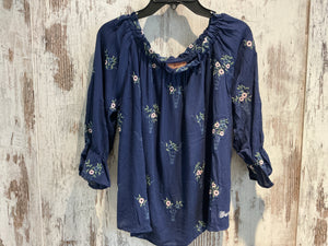 X5S2523448 Wrangler Ladies Camilla 3/4 Sleeve Blouse Navy