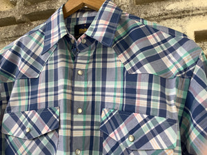 BS70324 Bisley Men's Western Long Sleeve Shirt Blue Green check